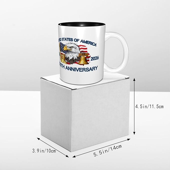 The USA White 4 250th 11oz Ceramic Mug Cute Coffee Mugs Tea Cup with Handle for Office and Home Gift for Men Women