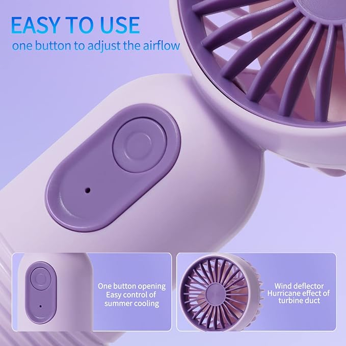 Mini Portable Fan 6 Pack, Cute Handheld Fan Battery Operated Lightweight Small Personal Fans with 3 Speeds and USB Rechargeable Eyelash Fans for Women Men Office Outdoor Travel Camping