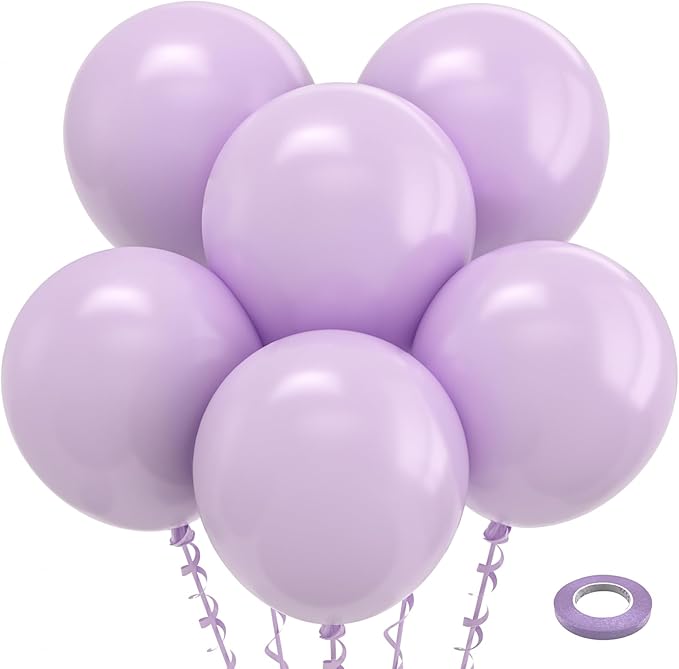 Bezente Pastel Purple Latex Party Balloons - 30 Pack 18 inch Round Helium Pale Lavender Light Purple Lilac Balloons for Bridal Shower Gender Reveal Wedding Party Decorations