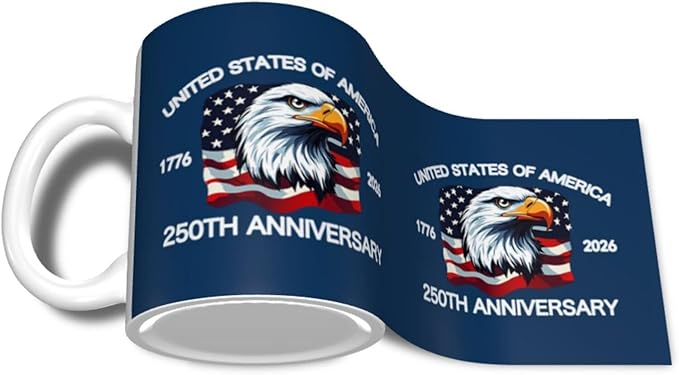 The USA Blue 3 250th 11oz Ceramic Mug Cute Coffee Mugs Tea Cup with Handle for Office and Home Gift for Men Women