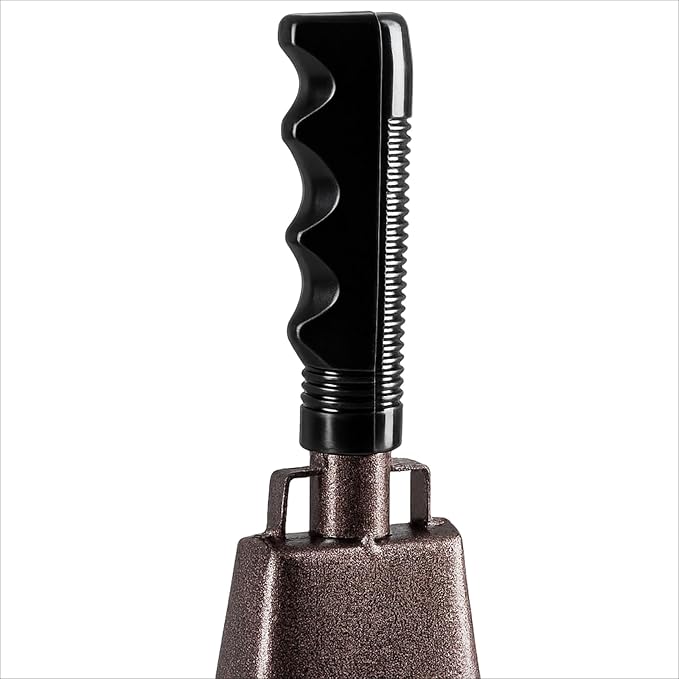 2 Pack 9-inch Copper Cowbells for Sporting Events, Percussion Noise Makers with Handle for Football Games, Sports Stadiums, Pep Rallies, Parties, Boxing Events, Cheerleading, Celebrations (Brown)
