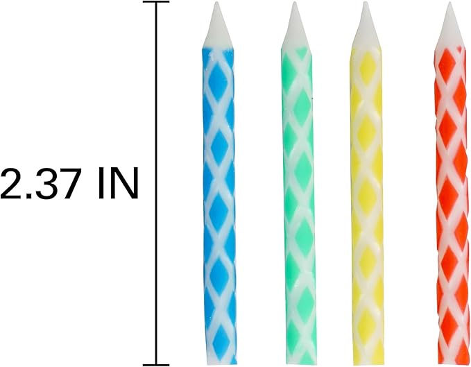 Birthday Candles Multicolored Diamond 80-Count, Birthday Candles for Cake, Cupcake Candles, Party Celebration