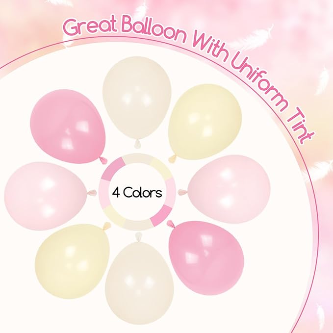 60pcs Pink and Yellow Balloons 12inch, with Sand White Latex Balloons for Anniversary Wedding Baby Shower Birthday Party Decorations