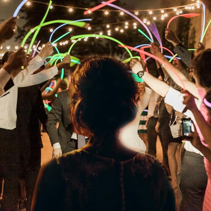 Glow Fever Glow Sticks Bulk 100ct 22'' Glow Necklaces with Connectors, Neon Light Sticks for Party Festivals Raves Concert Birthday Wedding, Peach
