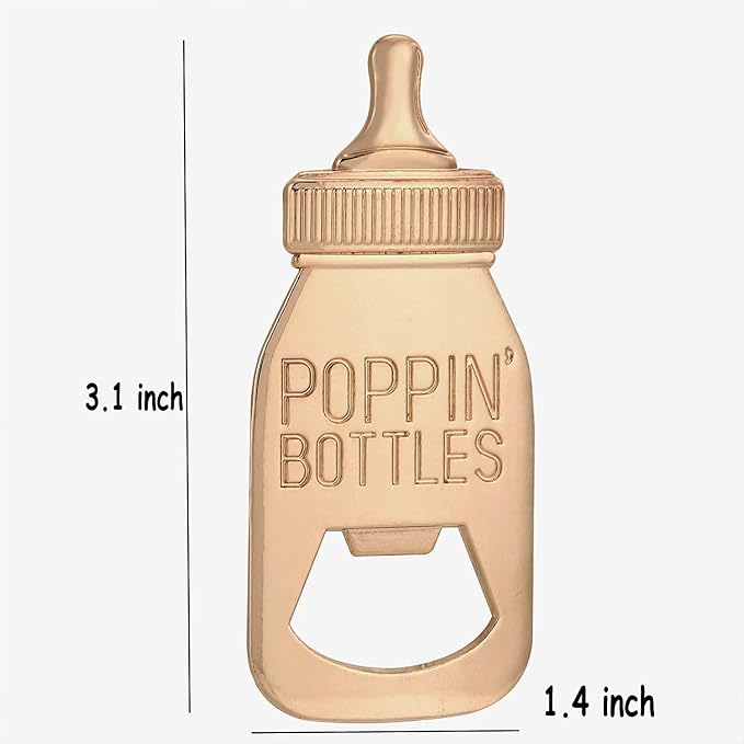 Set of 12 Bottle Opener Baby Shower Favor For Guest,Cute Poppin Bottle Shaped Bottle Opener Favors for Baby Shower Souvenir Supplies and Decorations For Boy or Girl (New Pink, 12)