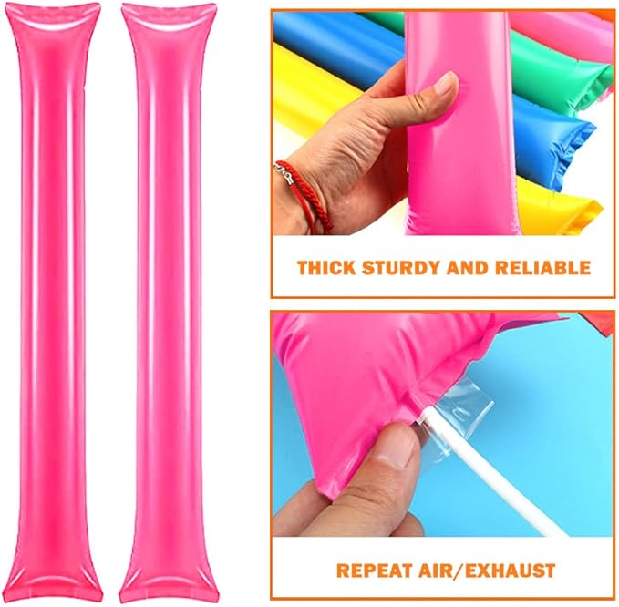 Lovecheer 50PCS Thunder Sticks Thicken Cheering Sticks Plastic Inflatable Noise Makers for Sports Team Spirit Party