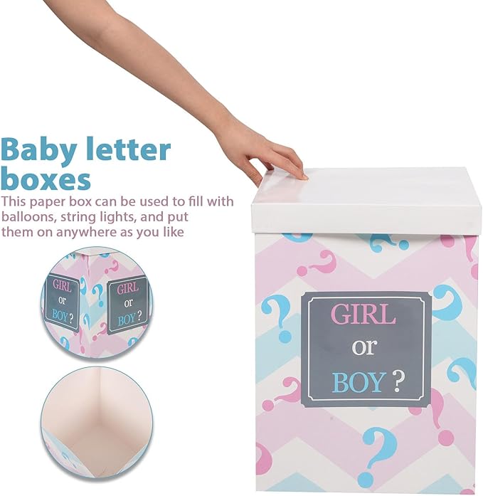 Paper Decorative Balloon Box for Shower Party Gender Reveal Boy Girl Balloon Boxes for Shower Decorations and Celebrations