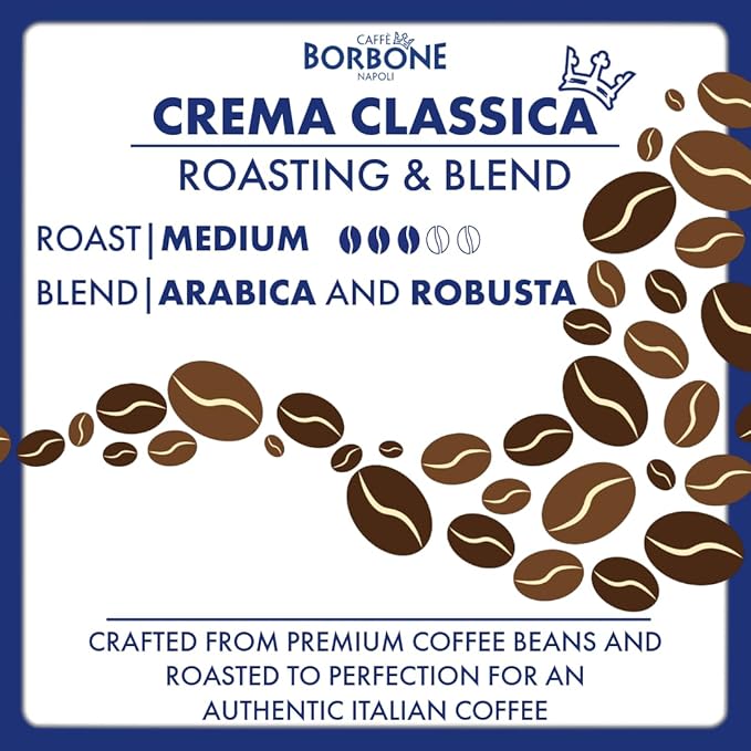 Caffè Borbone Whole Bean Coffee, Medium Roast Arabica and Robusta Blend, Crema Classica, Full-Bodied and Balanced Italian Coffee, 2.2 lb Bag