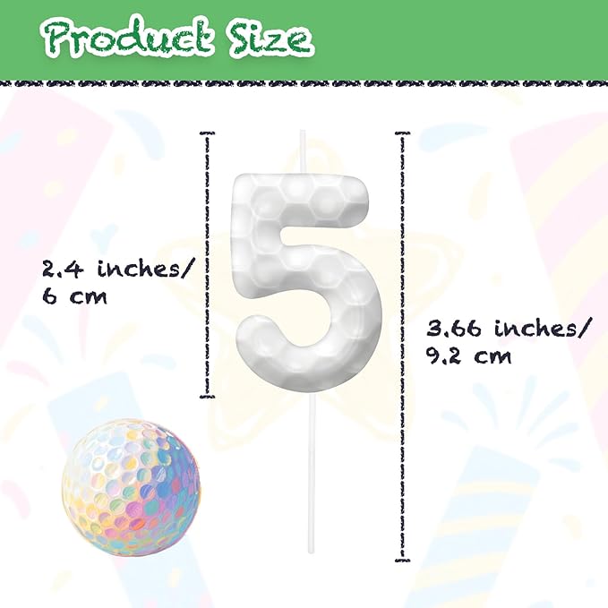 Golf Number 50 Birthday Candles, Golf Themed Cake Topper for Boys Girls, Cake Decorations for Birthdays, Sports Theme Party Supplies, Candles for Party Decorations