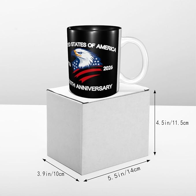 The USA Black 1 250th 11oz Ceramic Mug Cute Coffee Mugs Tea Cup with Handle for Office and Home Gift for Men Women