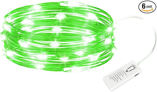 HXWEIYE 6 Pack Rechargeable Fairy Lights Battery Operated with Remote & DIY Timer, 7ft 20LED Mini Twinkle String Light for Mason Jar DIY Wedding Table Centerpieces Party Bedroom Christmas (Green)