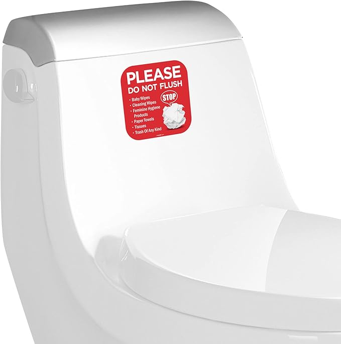 Please Do Not Flush Sign 10 Pack 6"x 6" Please Do Not Flush Anything Except Toilet Paper Sign Self Adhesive Decal