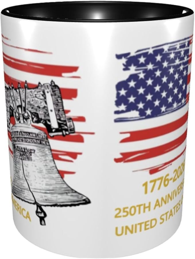 USA Flag 3 250th 11oz Ceramic Mug Cute Coffee Mugs Tea Cup with Handle for Office and Home Gift for Men Women