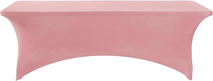 FORLIFE Spandex Table Cover - Fitted 8ft Rectangular Tablecloth, Stretch Patio Cover, Universal for Wedding, Banquet, Party - Dusty Pink
