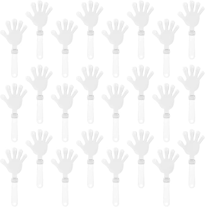 24 Pcs White Hand Clappers 7.5 Inch Clappers Noisemakers Noise Makers Party Favors Plastic Party Clapper for Sporting Events Cheers Ball Dance Basketball Football Noisemakers（White）