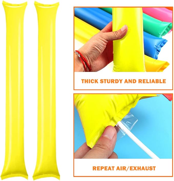Lovecheer 50PCS Thunder Sticks Thicken Cheering Sticks Plastic Inflatable Noise Makers for Sports Team Spirit Party