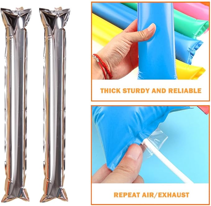 Lovecheer 50PCS Thunder Sticks Thicken Cheering Sticks Plastic Inflatable Noise Makers for Sports Team Spirit Party