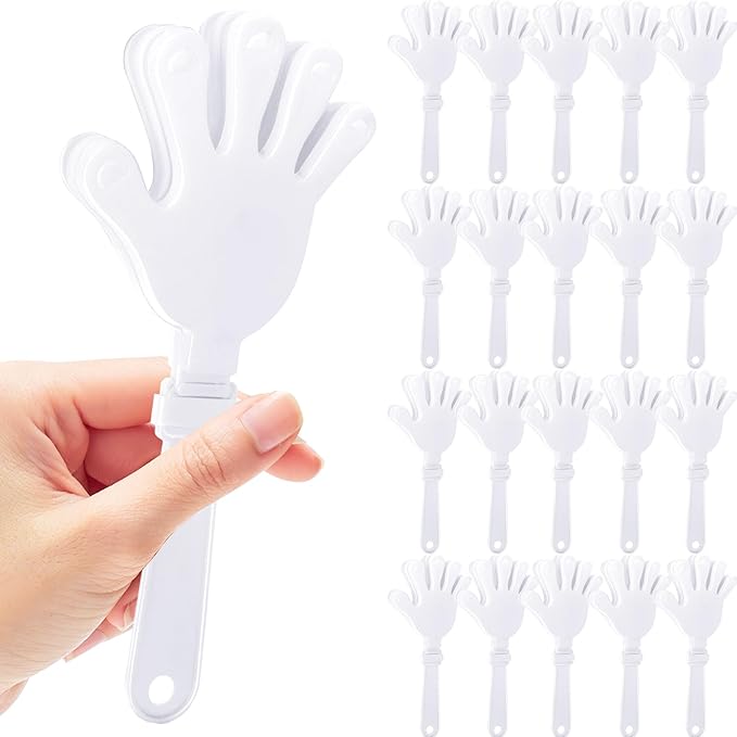 20 Pcs Hand Clappers Noisemakers 7.5 Inch Clappers Noisemakers Plastic Hand Clappers for Birthdays Game Football Sporting Events Cheers Supplies Dance Basketball Football Noisemakers(White)