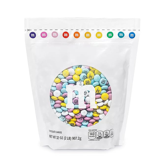 M&M'S WORLD New Baby Milk Chocolate Candy 2lb Bag with Assorted M&M'S for Showers Gender Reveal Parties and Newborn Gift Ideas