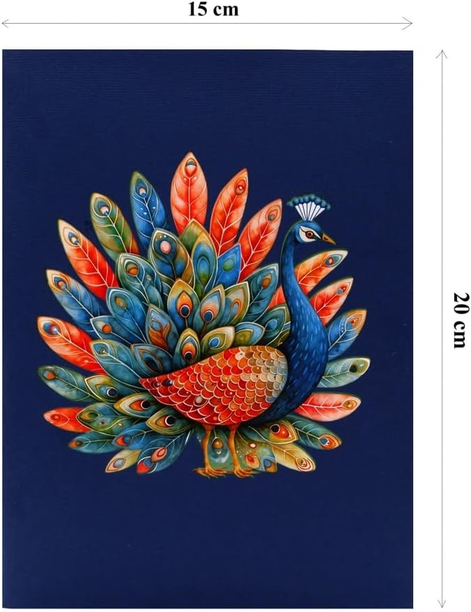 3D Pop Up Greeting Card – Elegant Peacock with Colorful Feathers & Flowers – Unique Card for Birthday, Anniversary, Wedding & Special Occasions, A55