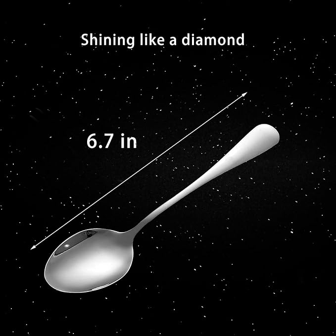 Teaspoon Set,16 Piece 6.7" Spoons Silverware, Premium Food Grade 18/10 Stainless Steel Tea Spoons, Metal Dessert Spoon, Mirror Finish & Dishwasher Safe