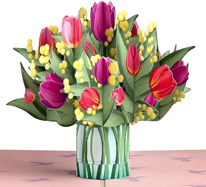 Lovepop Everyday Pop-Up Card for Her and Him - 3D Spring Greeting Cards for Boys, Girls, Men, Women - Cheerful Tulips - 5" x 7" Flower Card - Blank Note Card & Envelope Included