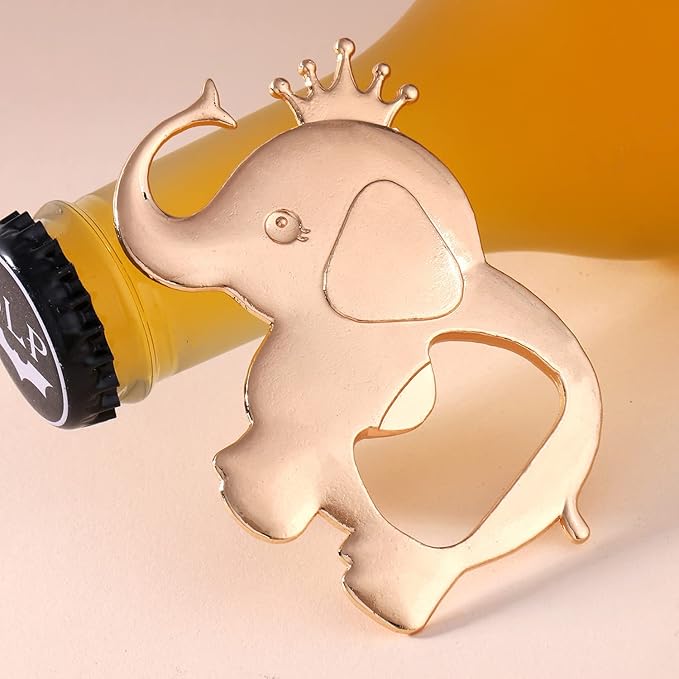 24PCS Elephant Bottle Opener Baby Shower Party Baby Girls Shower Gifts Baby Birthday Return Gifts for Guest Bridal Shower Wedding Anniversary Party Supplies (Pink Crown Elephant, 24)