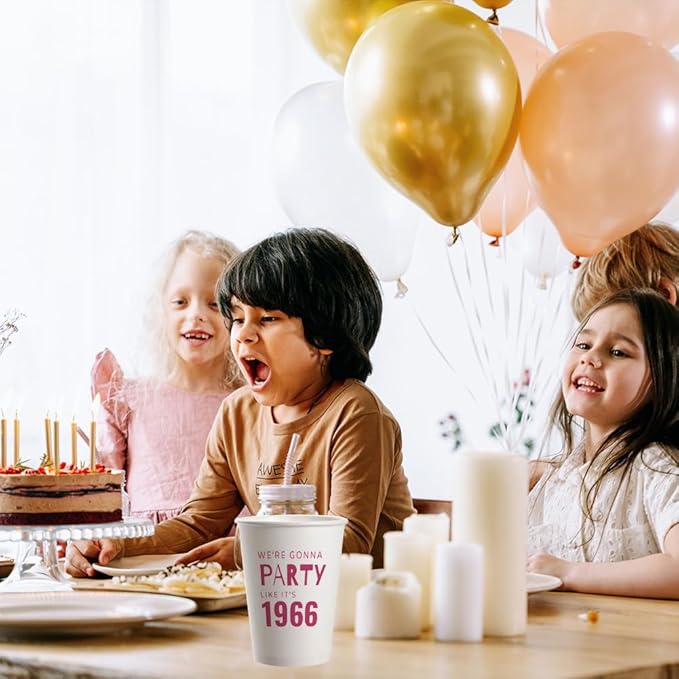 SharkBliss 1966 60th Birthday Party Cups 9oz Pink 20 Pack Disposable Cups – Party Like It's 1966