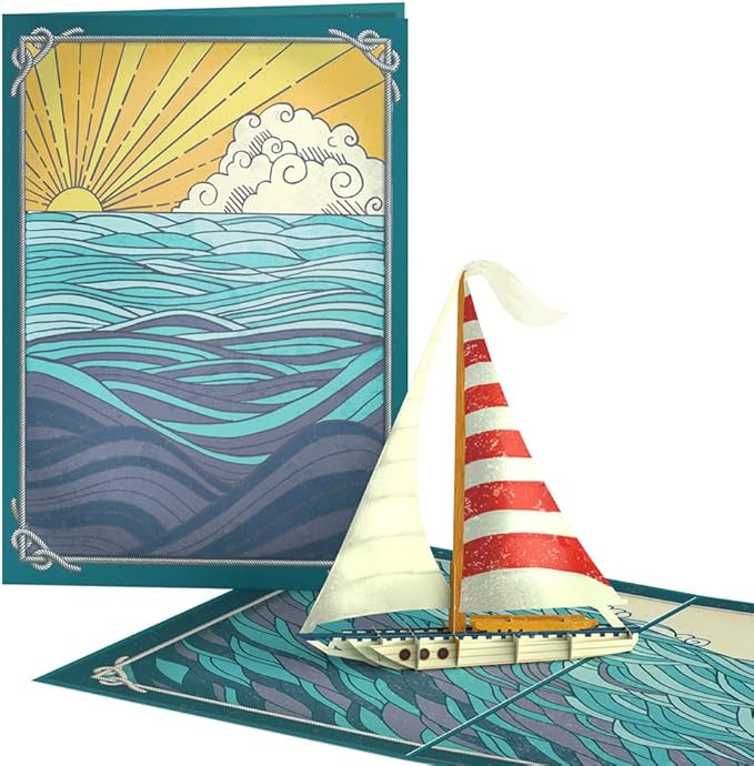 Lovepop Everyday Pop-Up Card for Her and Him - 3D Greeting Cards for Boys, Girls, Men, Women - Sailboat on the Horizon - 5" x 7" Card - Blank Notecard and Envelope Included