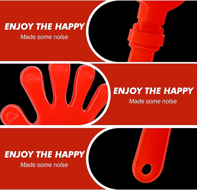 20 Pcs Hand Clappers Noisemakers 7.5 Inch Clappers Noisemakers Plastic Hand Clappers for Birthdays Game Football Sporting Events Cheers Supplies Dance Basketball Football Noisemakers(Red)
