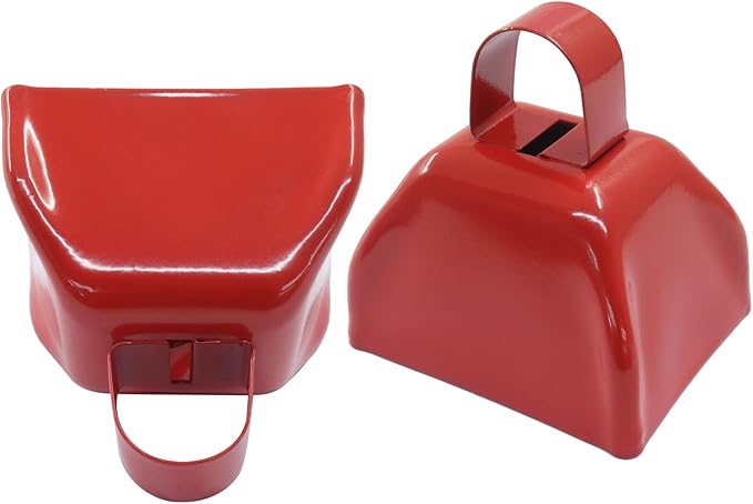 15 Pack 3 Inch Red Metal Cowbells -Cowbells Noise Makers Hand Percussion Cow Bells Loud Cowbells with Handle for Sports Games,Weddings and Parties