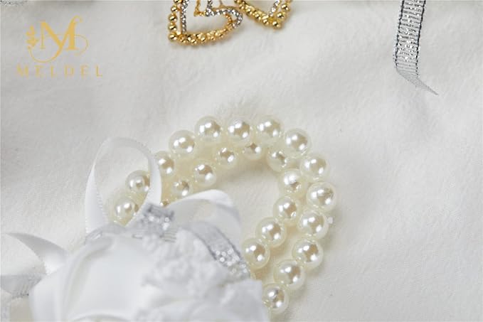 Meldel White Wrist Corsages for Prom, Set of 6, Rose Wedding Wrist Corsage for Bridal Bridesmaid Girl Women, Fake Wrist Flower for Mother of Bride, Artificial Hand Flower for Homecoming Anniversary