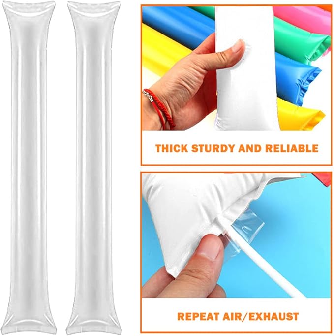 Lovecheer 50PCS Thunder Sticks Thicken Cheering Sticks Plastic Inflatable Noise Makers for Sports Team Spirit Party