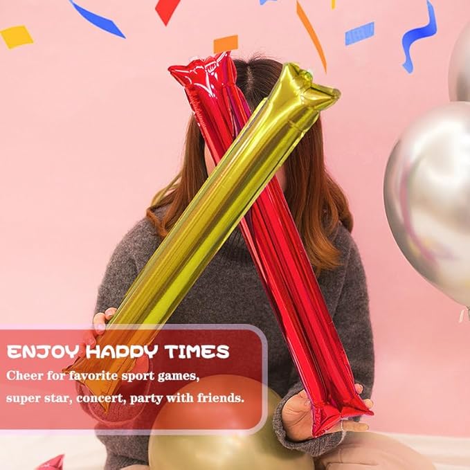 Lovecheer 50PCS Thunder Sticks Thicken Cheering Sticks Plastic Inflatable Noise Makers for Sports Team Spirit Party
