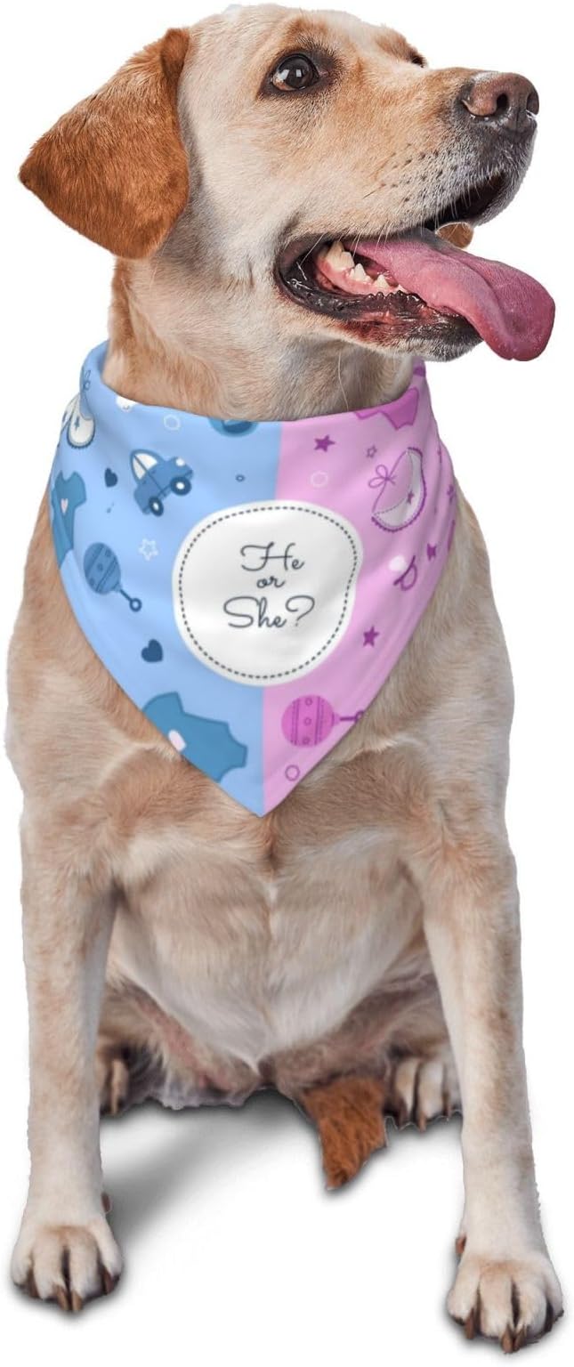 He Or She What Will It Be? Gender Reveal/Baby Announcement Dog Bandana,Pet Neckerchief for Pets Daily Wear Photo Prop Party Supplies (Cute Pink)