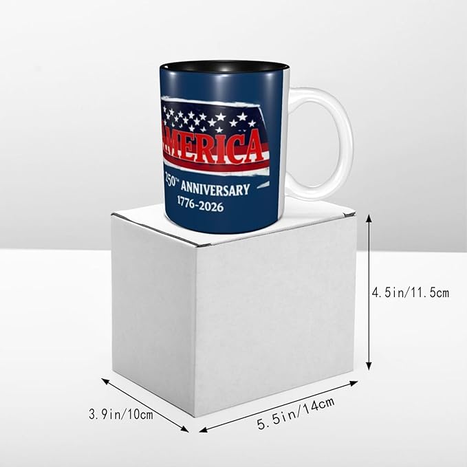 AMERICA 250TH 250th 11oz Ceramic Mug Cute Coffee Mugs Tea Cup with Handle for Office and Home Gift for Men Women