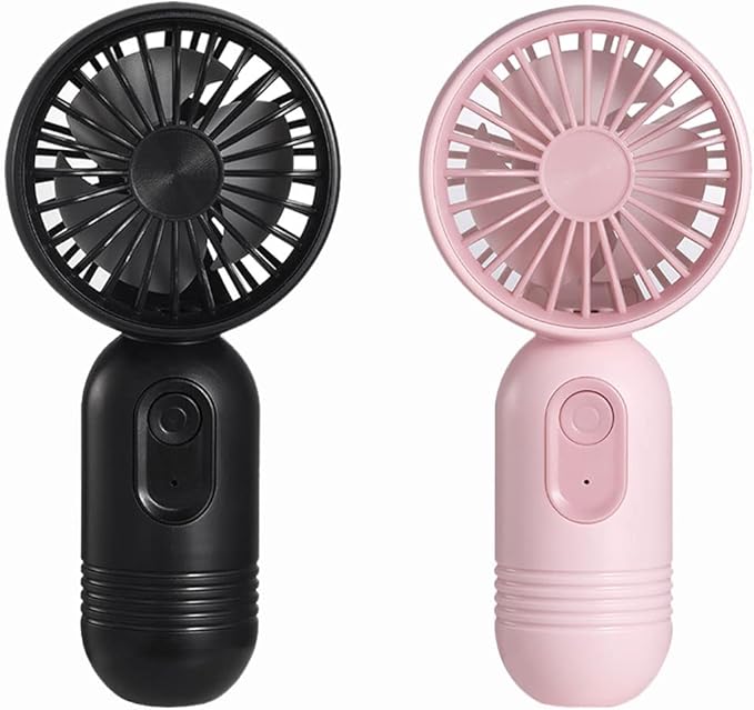 Mini Portable Fan 2 Pack, Cute Handheld Fan Battery Operated Lightweight Small Personal Fan with 3 Speeds and USB Rechargeable Eyelash Fan for Stylish Girl Kids Women Men Office Outdoor Travel Camping
