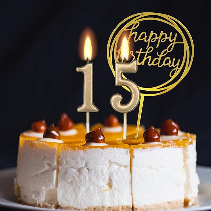 10-Piece Number Birthday Candles - Glitter Cake Toppers for Birthday & Wedding Parties