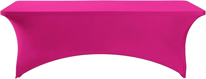FORLIFE Spandex Table Cover - Fitted 8ft Rectangular Tablecloth, Stretch Patio Cover, Universal for Wedding, Banquet, Party (Fuchsia)