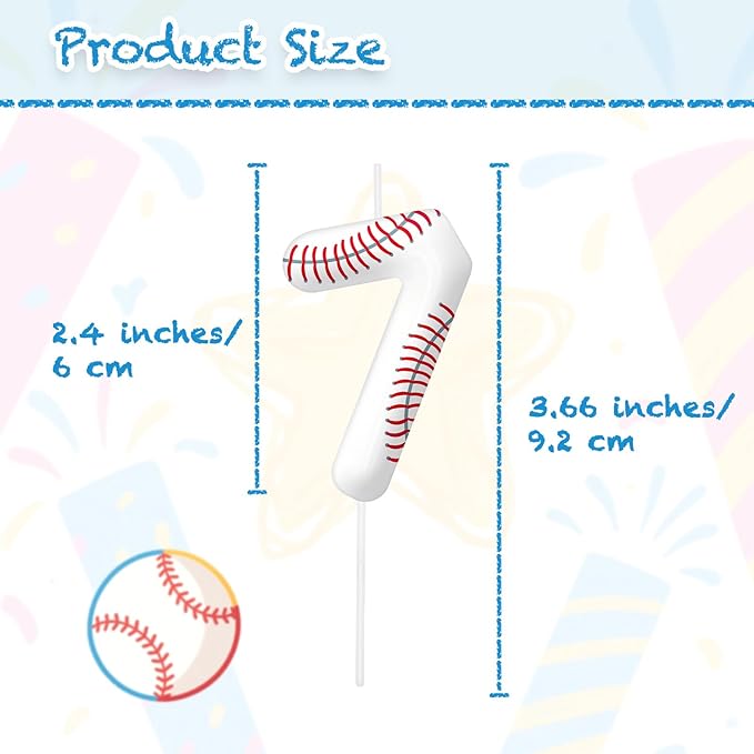 Baseball Number 17 Birthday Candles, Baseball Themed Cake Topper for Boys Girls, Cake Decorations for Birthdays, Sports Theme Party Supplies, Candles for Party Decorations