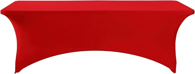 FORLIFE Spandex Table Covers，Fitted Tablecloth for Rectangular Tables, Stretch Patio Table Covers, Universal Spandex Table Cover for Wedding, Banquet, Party (8ft, Red)