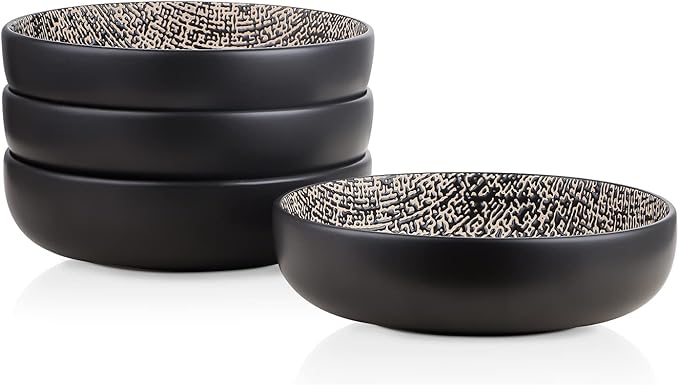 Stone Lain Stoneware Dish Set, 4 Bowls, Sophie - Brown and Black