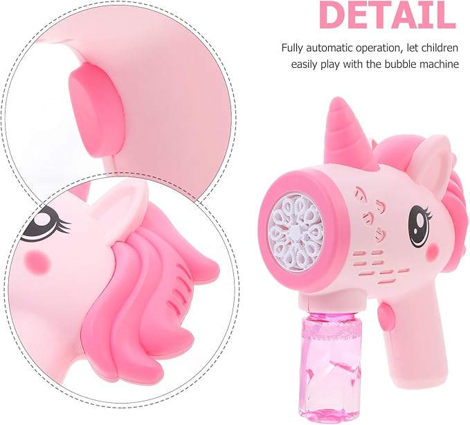 Unicorn Handheld Bubble Blower for Pink Non-Electric Automatic Bubble Maker Party Supplies