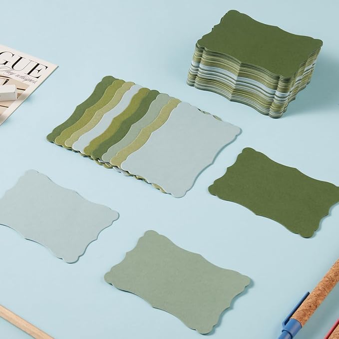 120 Pieces Small Mini Business Cards Vintage Assorted Colors Blank Note Gift for Business Cards, Gift (5 Green)
