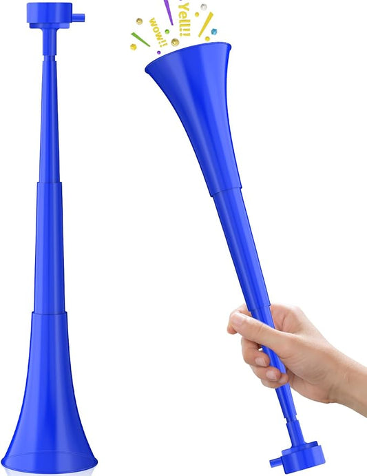 Stadium Horn, Vuvuzela Plastic Trumpet Collapsible Cheering Blow Horns Loud Sound Soccer Trumpets Noise makers for Sporting Events Football Games Carnival Fun Birthday Party Favors - 1PCS (Blue)