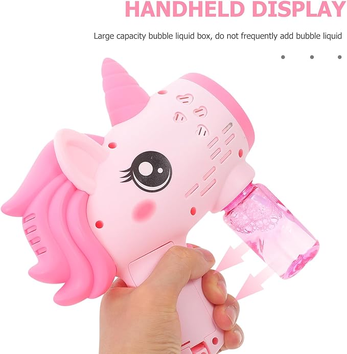 Unicorn Bubble Maker for Portable Handheld Electric Bubble Blower Pink Lightweight Plaything for Outdoor Fun