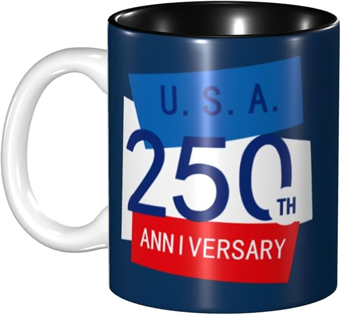 U.S.A. 250TH 250th 11oz Ceramic Mug Cute Coffee Mugs Tea Cup with Handle for Office and Home Gift for Men Women