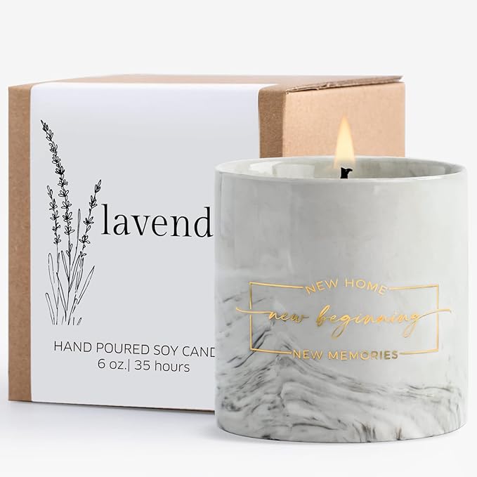 Freejac New Home Housewarming Gift for Women Men Friend, Gift Ideas New Homeowner Decoration Party Decor Porcelain Ceramics Scented Candle 6oz