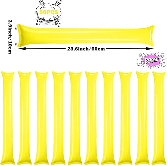 Lovecheer 50PCS Thunder Sticks Thicken Cheering Sticks Plastic Inflatable Noise Makers for Sports Team Spirit Party