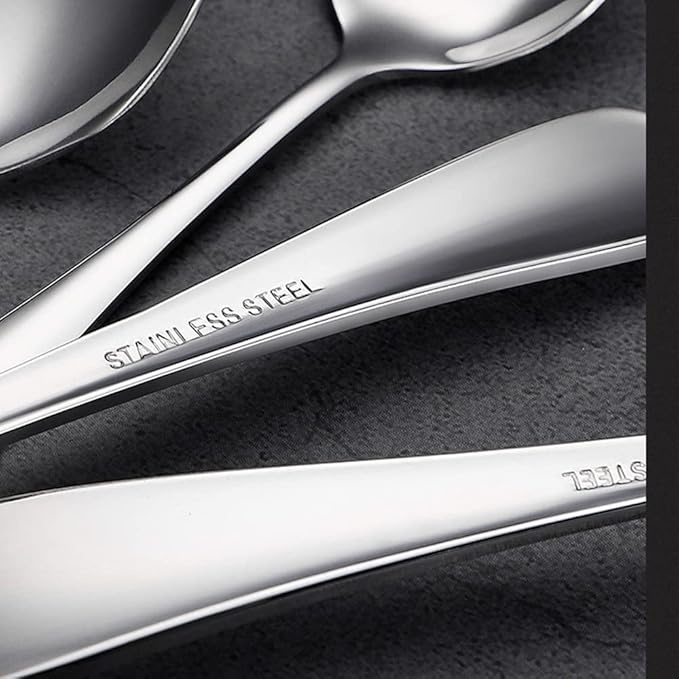 40 Pieces Table Spoons and Coffee Teaspoons Set, Stainless Steel Spoons Silverware, Home Kitchen Cutlery Spoons, Mirror Polished Modern Dessert Spoons